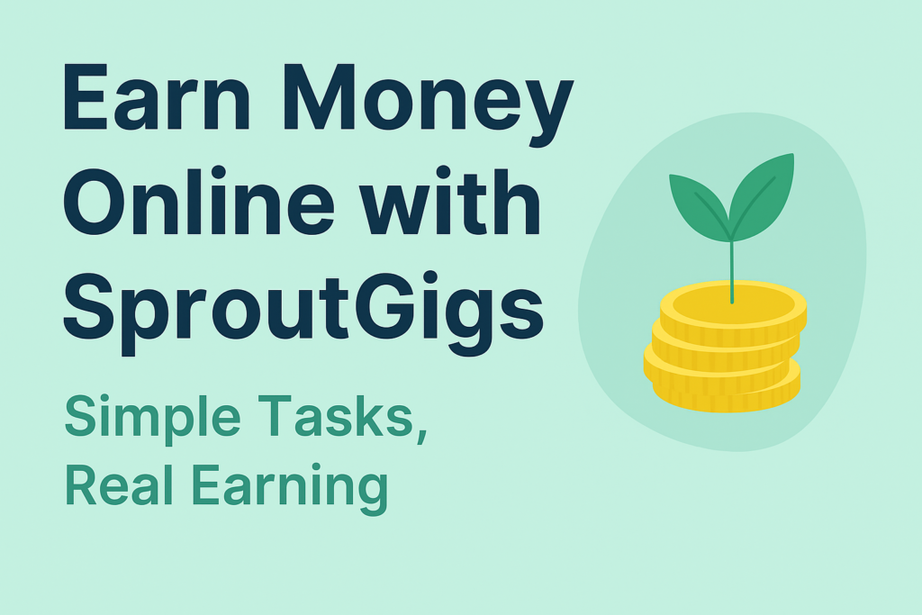 Make money with Sprout Gigs 2026 - home based online tasks showing social media, surveys, app testing.